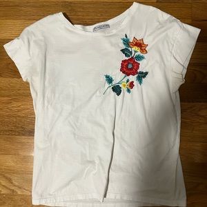 Zara Embroidered White T-shirt